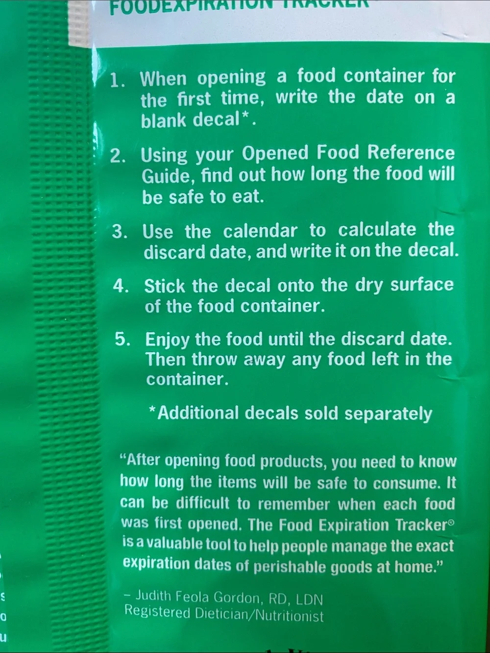 Food Expiration Tracker Kit